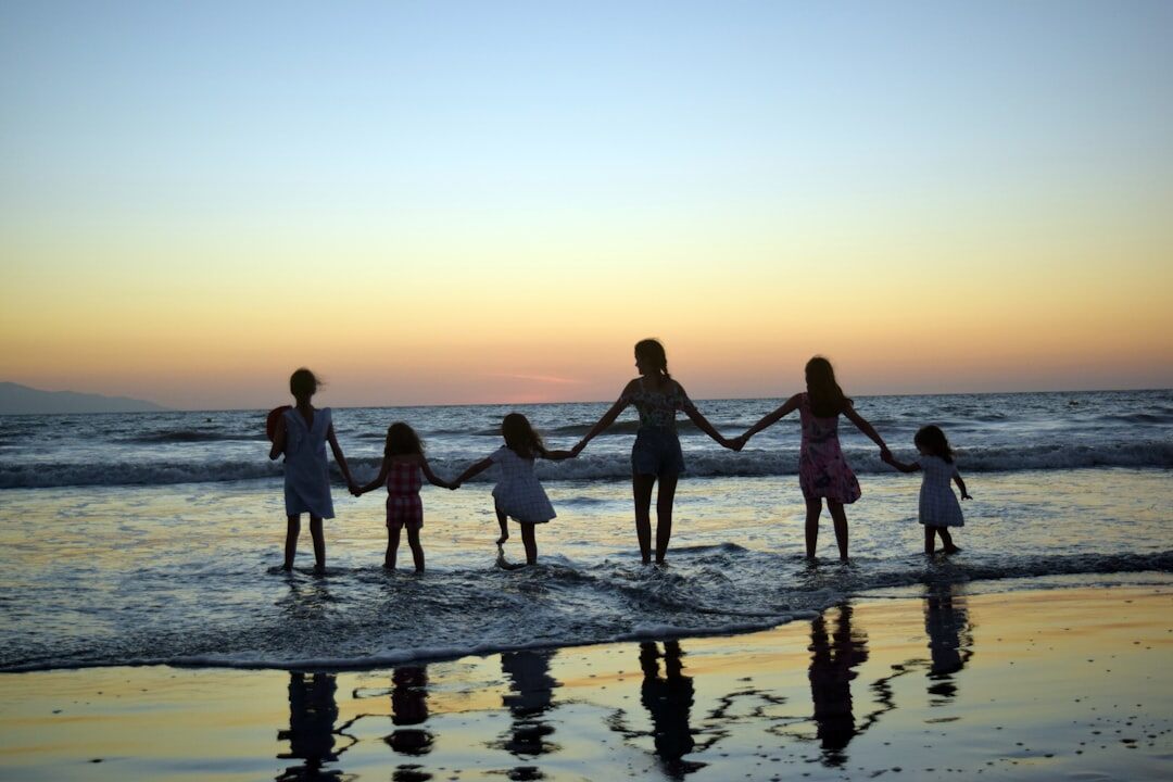 family on beach